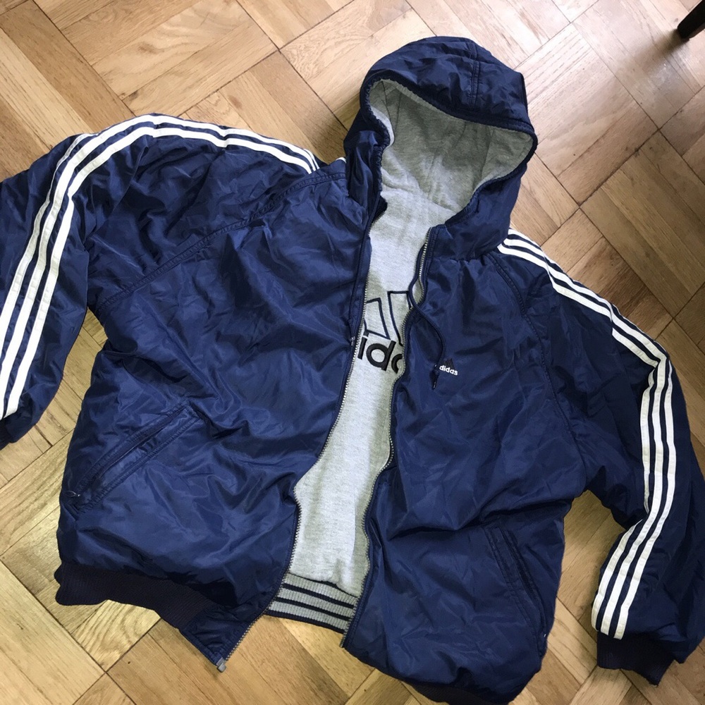REVERSIBLE BLUE AND GREY ADIDAS JACKET